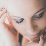 macro photography of woman s face